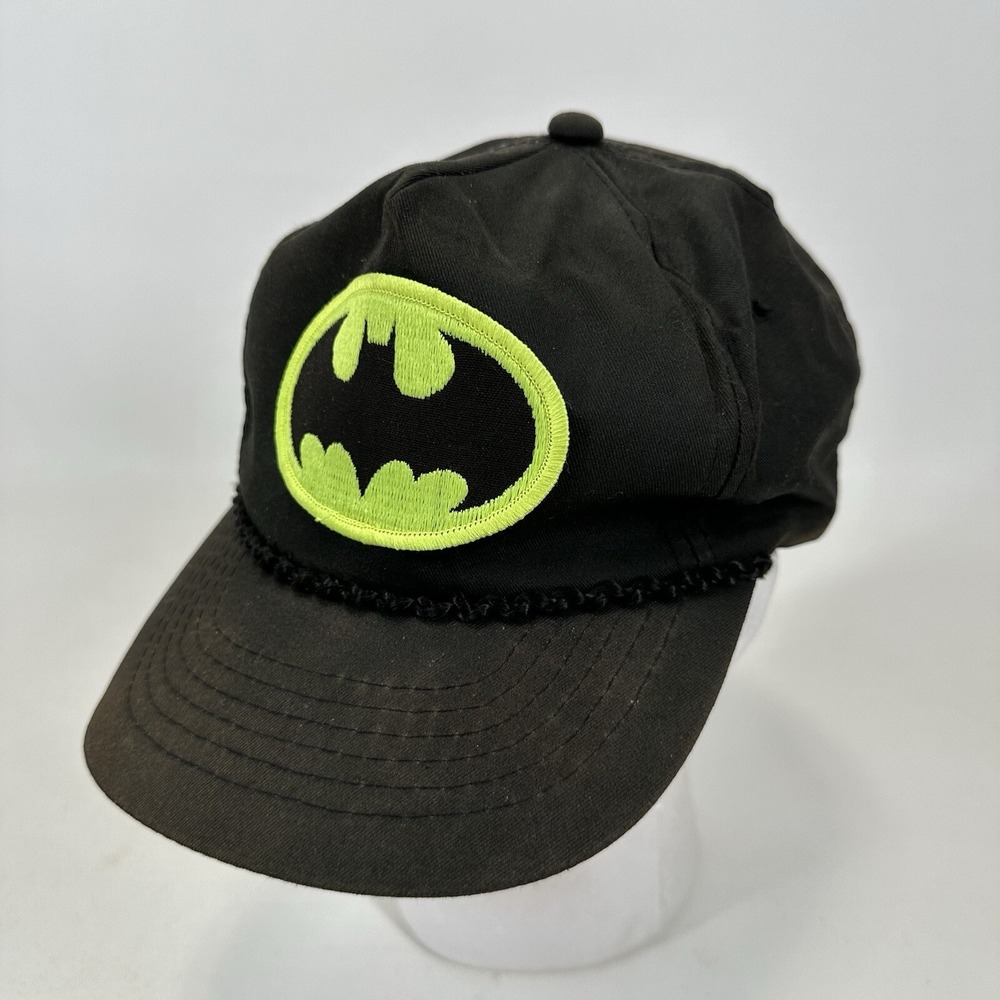 Batman DC Comics Black Vintage‎ 90's Snapback Trucker Rope Hat Neon Green Logo